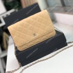Chanel Wallet On Chain – WOC Quilted Lambskin Beige Silver-Toned