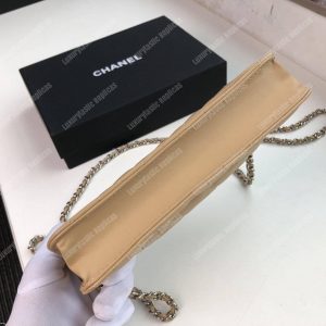 Chanel Wallet On Chain – WOC Quilted Lambskin Beige Silver-Toned - Image 8