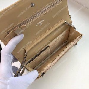 Chanel Wallet On Chain – WOC Quilted Lambskin Beige Silver-Toned - Image 6