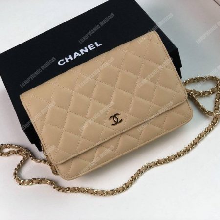 Chanel Wallet On Chain – WOC Quilted Lambskin Beige Gold-Toned - Image 3