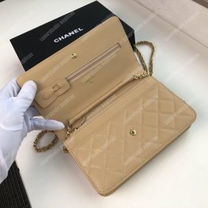 Chanel Wallet On Chain – WOC Quilted Lambskin Beige Gold-Toned - Image 5
