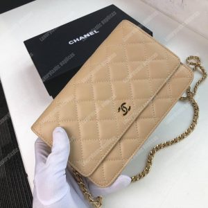 Chanel Wallet On Chain – WOC Quilted Lambskin Beige Gold-Toned - Image 4