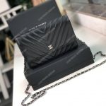 Chanel Wallet On Chain – WOC Chevron Lambskin Black Silver-Toned