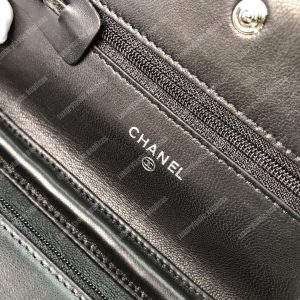 Chanel Wallet On Chain – WOC Chevron Lambskin Black Silver-Toned - Image 9