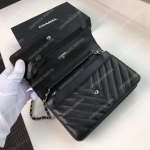 Chanel Wallet On Chain – WOC Chevron Lambskin Black Silver-Toned - Image 5
