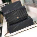 Chanel Wallet On Chain – WOC Chevron Lambskin Black Gold-Toned