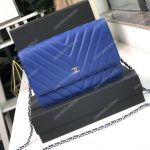 Chanel Wallet On Chain – WOC Chevron Lambskin Blue Silver-Toned