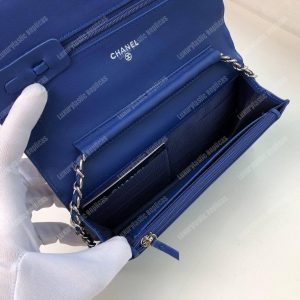 Chanel Wallet On Chain – WOC Chevron Lambskin Blue Silver-Toned - Image 6