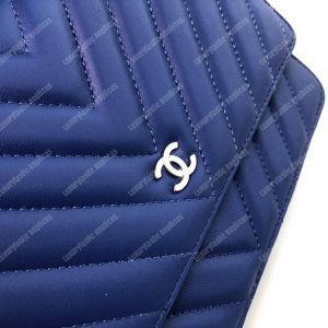 Chanel Wallet On Chain – WOC Chevron Lambskin Blue Silver-Toned - Image 8