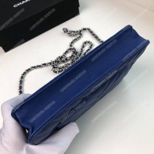 Chanel Wallet On Chain – WOC Chevron Lambskin Blue Silver-Toned - Image 7