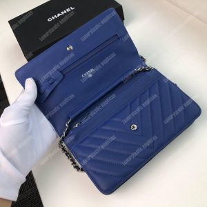 Chanel Wallet On Chain – WOC Chevron Lambskin Blue Silver-Toned - Image 5