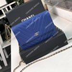 Chanel Wallet On Chain – WOC Chevron Lambskin Blue Gold-Toned