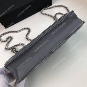Chanel Wallet On Chain – WOC Chevron Lambskin Grey Silver-Toned - Image 7