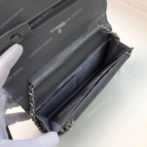 Chanel Wallet On Chain – WOC Chevron Lambskin Grey Silver-Toned - Image 6