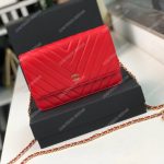 Chanel Wallet On Chain – WOC Chevron Lambskin Red Gold-Toned﻿