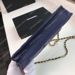 Chanel Wallet On Chain – WOC Chevron Lambskin Dark Blue Gold-Toned - Image 6