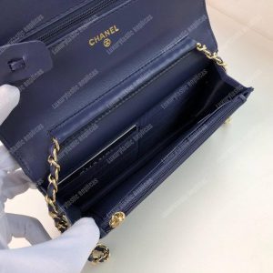 Chanel Wallet On Chain – WOC Chevron Lambskin Dark Blue Gold-Toned - Image 7