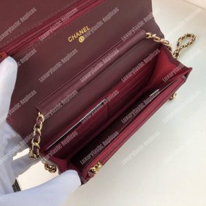 Chanel Wallet On Chain – WOC Chevron Lambskin Maroon Gold-Toned - Image 5