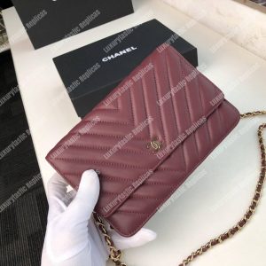 Chanel Wallet On Chain – WOC Chevron Lambskin Maroon Gold-Toned - Image 4