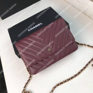 Chanel Wallet On Chain – WOC Chevron Lambskin Maroon Gold-Toned - Image 3