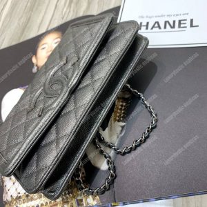 Chanel Wallet On Chain – WOC CC Filigree Grey Grained Calfskin - Image 4