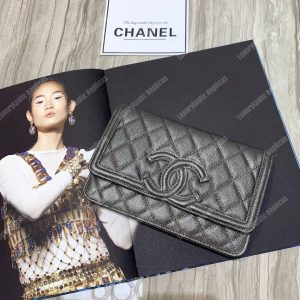 Chanel Wallet On Chain – WOC CC Filigree Grey Grained Calfskin - Image 3