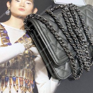 Chanel Wallet On Chain – WOC CC Filigree Grey Grained Calfskin - Image 7