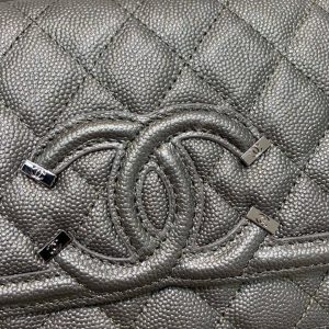 Chanel Wallet On Chain – WOC CC Filigree Grey Grained Calfskin - Image 9