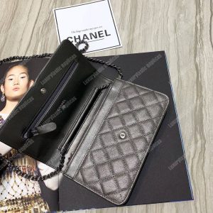 Chanel Wallet On Chain – WOC CC Filigree Grey Grained Calfskin - Image 5