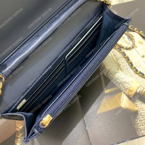 Chanel Wallet On Chain – WOC CC Filigree Dark Blue Grained Calfskin - Image 6