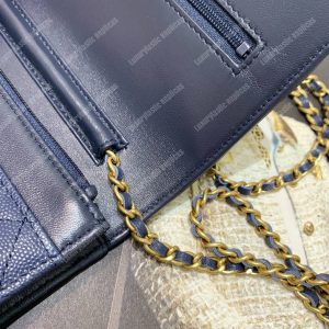 Chanel Wallet On Chain – WOC CC Filigree Dark Blue Grained Calfskin - Image 7