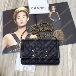 Chanel Wallet On Chain – WOC CC Filigree Black Grained Calfskin