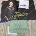 Chanel Wallet On Chain – WOC CC Filigree Seafoam Green Grained Calfskin