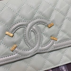 Chanel Wallet On Chain – WOC CC Filigree Seafoam Green Grained Calfskin - Image 8