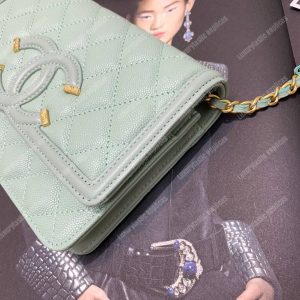 Chanel Wallet On Chain – WOC CC Filigree Seafoam Green Grained Calfskin - Image 4