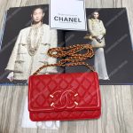 Chanel Wallet On Chain – WOC CC Filigree Red Grained Calfskin