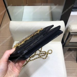 Chanel Wallet On Chain – WOC Lambskin Black Braided Chains - Image 8