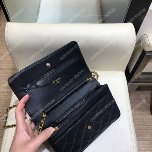 Chanel Wallet On Chain – WOC Lambskin Black Braided Chains - Image 6