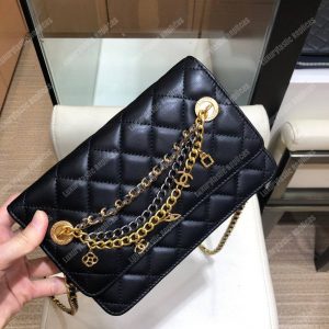 Chanel Wallet On Chain – WOC Lambskin Black Braided Chains - Image 5