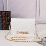 Chanel Gabrielle Wallet On Chain – WOC Crocodile Embossed Leather White