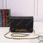 Chanel Gabrielle Wallet On Chain – WOC Crocodile Embossed Leather Black