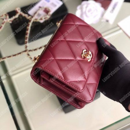 Chanel Wallet On Chain – WOC Lambskin Gold-Toned Metal Maroon - Image 3