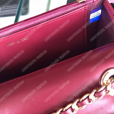 Chanel Wallet On Chain – WOC Lambskin Gold-Toned Metal Maroon - Image 8