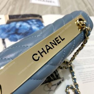 Chanel Wallet On Chain – WOC Chevron Lambskin Gold-Toned Metal Airforce Blue - Image 7