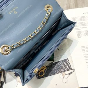 Chanel Wallet On Chain – WOC Chevron Lambskin Gold-Toned Metal Airforce Blue - Image 5