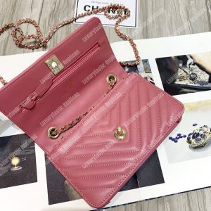 Chanel Wallet On Chain – WOC Chevron Lambskin Gold-Toned Metal Peach Pink - Image 6