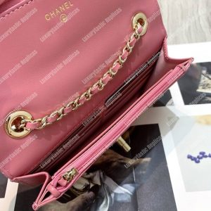 Chanel Wallet On Chain – WOC Chevron Lambskin Gold-Toned Metal Peach Pink - Image 7