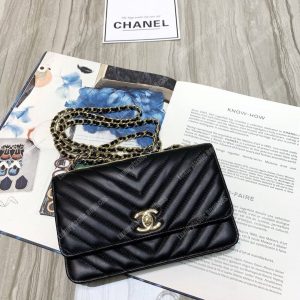 Chanel Wallet On Chain – WOC Chevron Lambskin Gold-Toned Metal Black - Image 3
