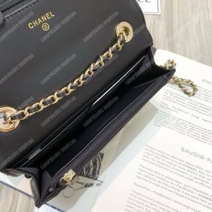 Chanel Wallet On Chain – WOC Chevron Lambskin Gold-Toned Metal Black - Image 6