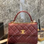 Chanel Small Flap Bag With Top Handle Burgundy-Gold